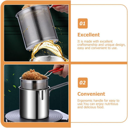 Stainless Steel Deep Fryer Pot with Strainer Basket