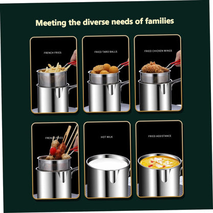 Stainless Steel Deep Fryer Pot with Strainer Basket