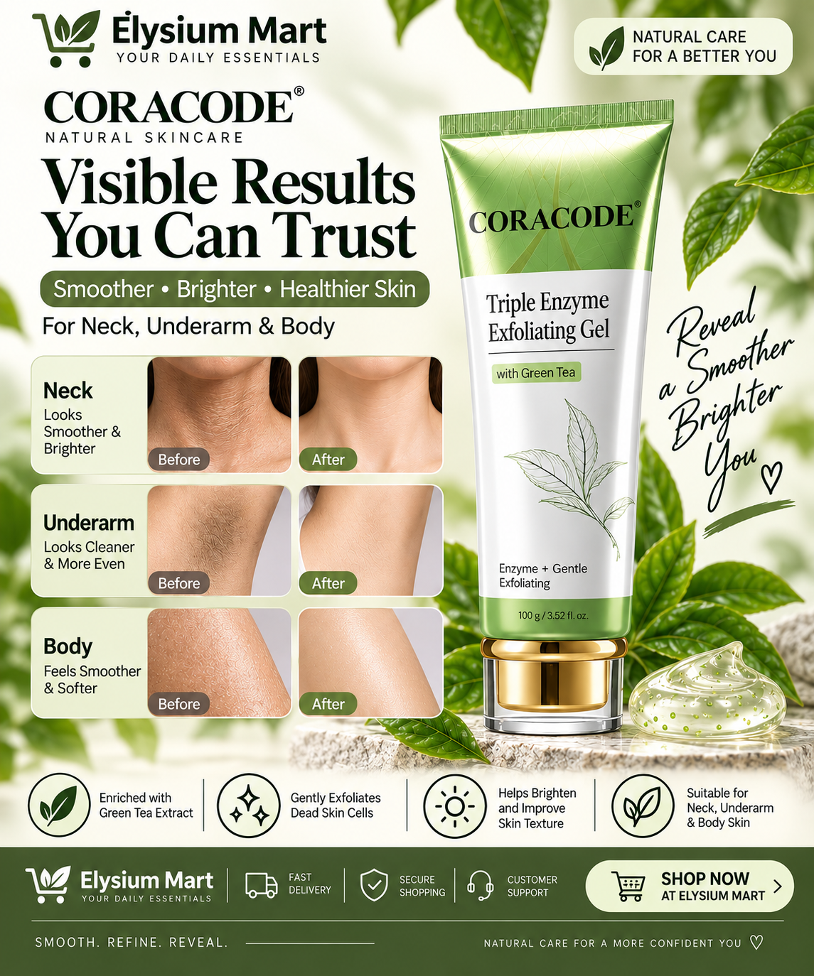 Coracode Green Tea Exfoliating Gel