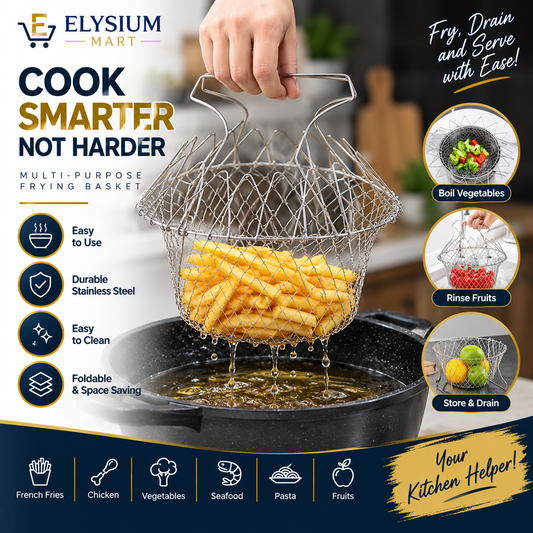 Stainless Steel Multifunctional Folding Frying Chef Basket