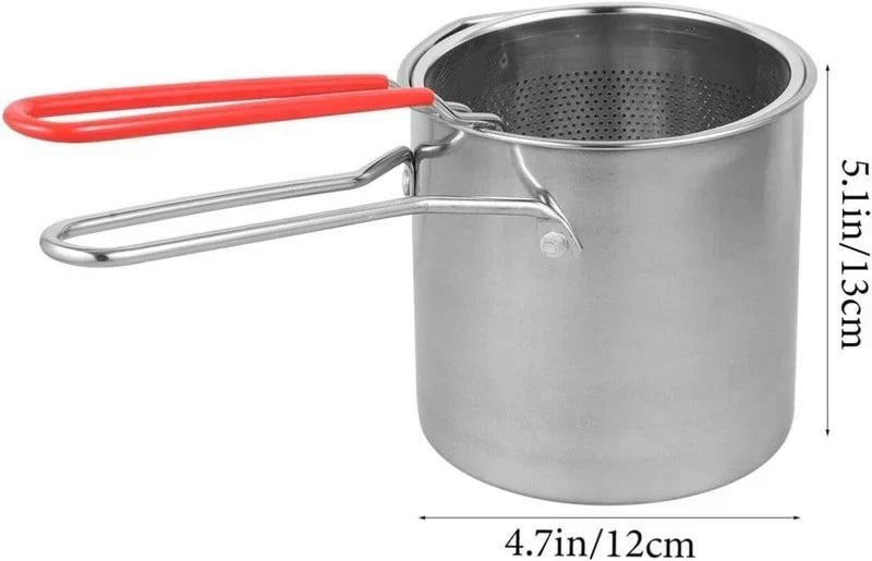 Stainless Steel Deep Fryer Pot with Strainer Basket